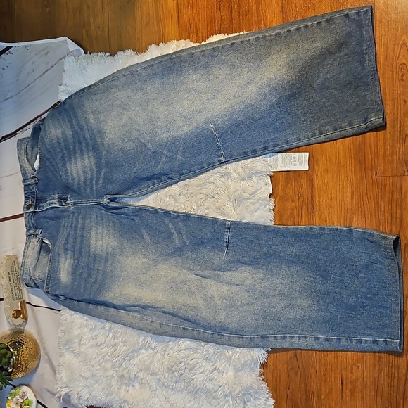 PTCLWide Leg Jeans High‎ Rise Distressed Relaxed Fit Denim Blue Size 28 - Picture 10 of 13